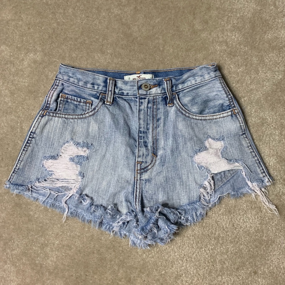 Hollister super distressed high rise short shorts